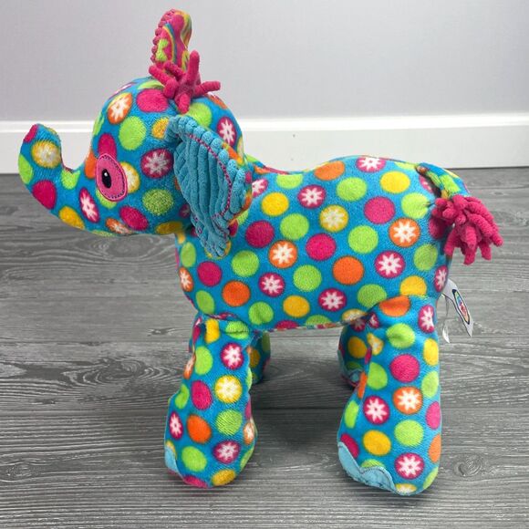 Mary Meyer Pizzaz Elephant Plush Pink Blue Stuffed Animal Corduroy Polka Dots - Picture 6 of 12